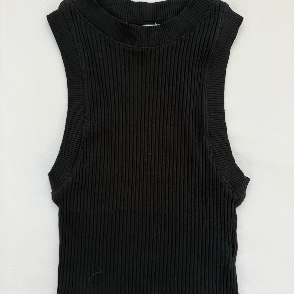 Zara Sleeveless Black Ribbed Top